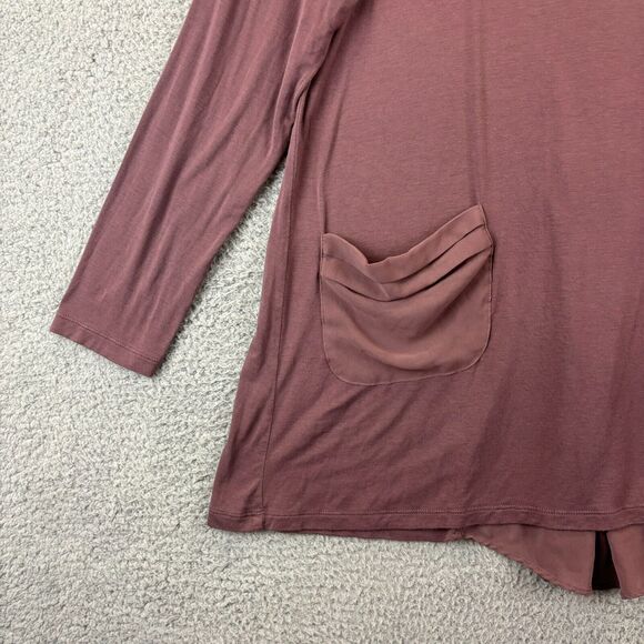 LOGO Lori Goldstein Tunic XL Lagenlook Chiffon Flowy Soft Comfort Pockets Purple - Picture 2 of 10